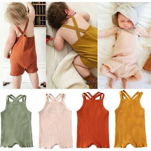 Newborn Baby Clothes 2021 Summer Toddler Baby Boys Girls Romper Jumpsuit Sleeveless Bandage Shorts Overalls Infant Outfits
