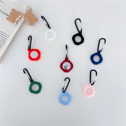 Pure Color Flower case for AirTag Strap Key Ring Silicone Loop Unique Soft Universal Finger Strap Charm Lanyard for AirTag