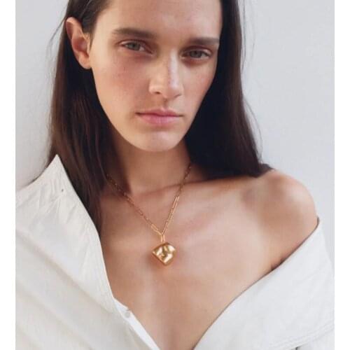 Fashion Simple Gold Charm Pendants Necklaces Women Punk Geometric Statement Long Necklace Jewelry 2021 New ZA Necklace Female