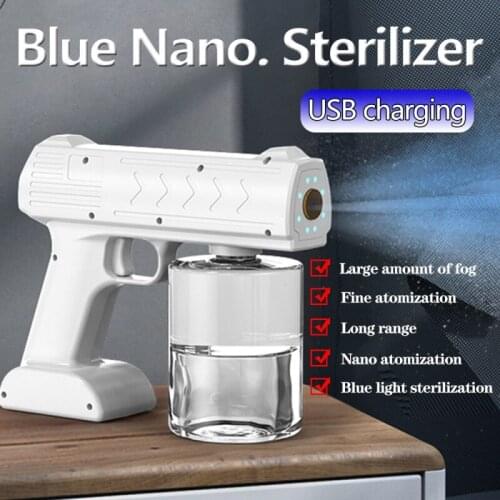 500ml Adjustable Atomizing Disinfection Spray Gun Wireless Nano Blue Light Steam Home Office Car UseAlcohol Disinfection Sprayer