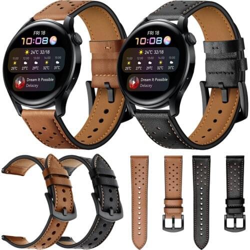 Brown/Black Leather Watchband For HONOR MagicWatch 2 42m Bracelet For HUAWEI WATCH 3 46mm Watch Strap GT 2 Pro Band Wristband