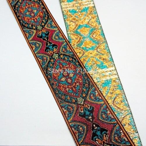 50mm 5cm 2' Thick A+ Quality Court Luxury Vintga Dog Collar Costume Curtain Laciness Embroidery National Jacquard Ribbon Webbing