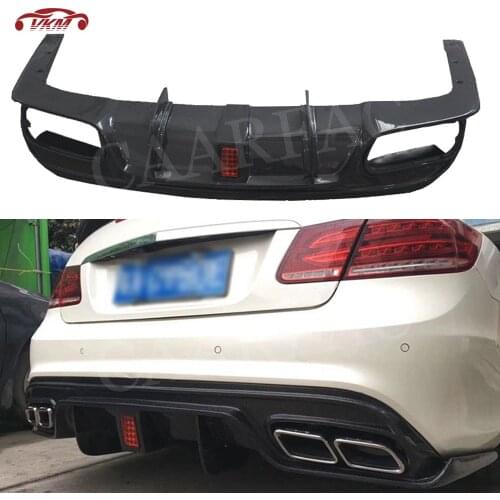With LED Light Carbon Fiber Rear Lip Diffuser for Mercedes Benz W207 C207 Coupe E200 E260 E300 2 Door 2014 - 2016 Bumper Guard