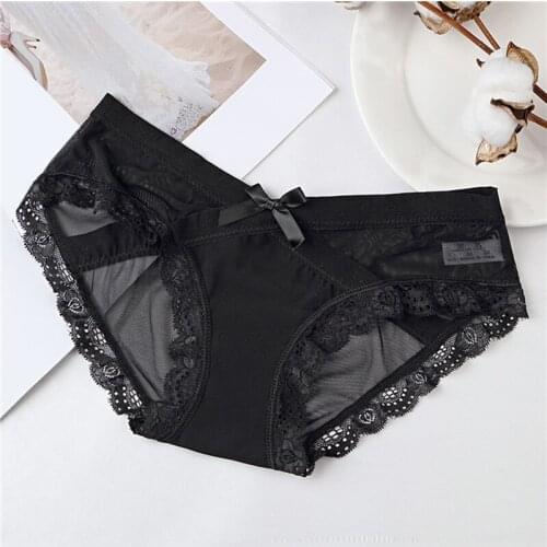Sexy Cotton Panties Women Transparent Mesh Briefs Ladies Breathable Underwear Girls Low-Rise Floral Pant Dropshipping