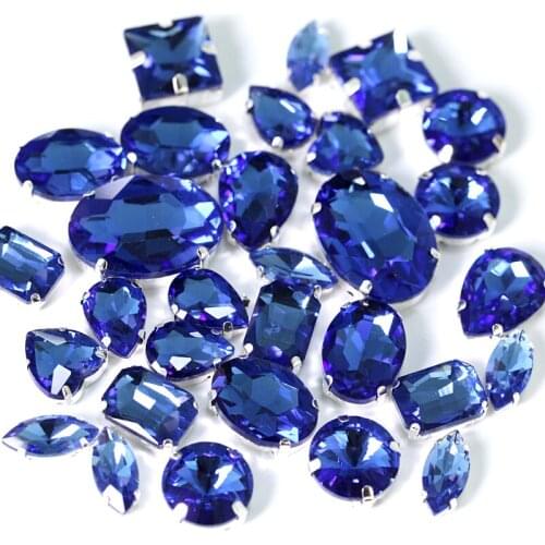 Light Sapphire Mixed Shapes Sizes Sew On Rhinestones With Claw Flatback Glass Strass Sewing Rhinestones For Women Clothing Y3507