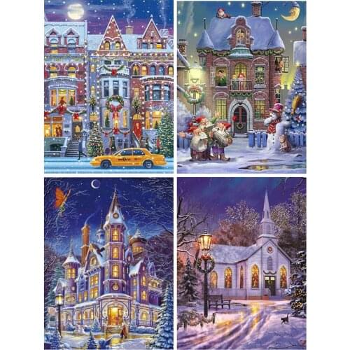 5D DIY Diamond Embroidery Castle Mosaic Art Kit Crafts Diamond Painting Christmas Cross Stitch Landscape Wall Decoration