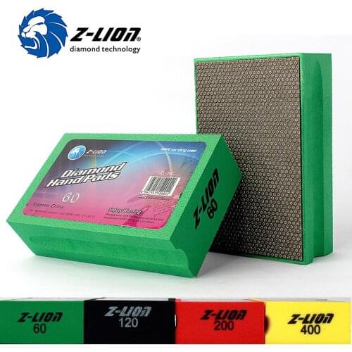 Z-LION Diamond Hand Polishing Pad Foam Backed Glass Polishing Pad Stone Ceramic Tile Grinding Diamond Abrasive Pads