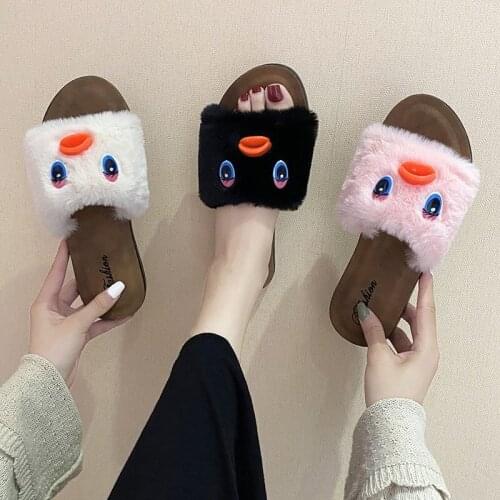 Womens shoes new fashion duck decorative maomao shoes soft soles comfortable non-slip wear slippers