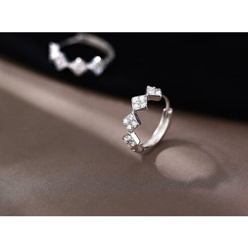 925 Sterling Silver Earrings Vintage Fashion Zircon Rhombus Ear Buckle For Women Simple Geometric Earrings Wedding Jewelry Gift