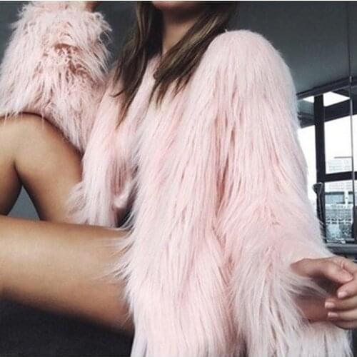 Women Real Fur Coat Faux Fur Winter Jacket Wholesale Top Quality Winter Female Autumn Chic Pink Coat Plus Size 3XL