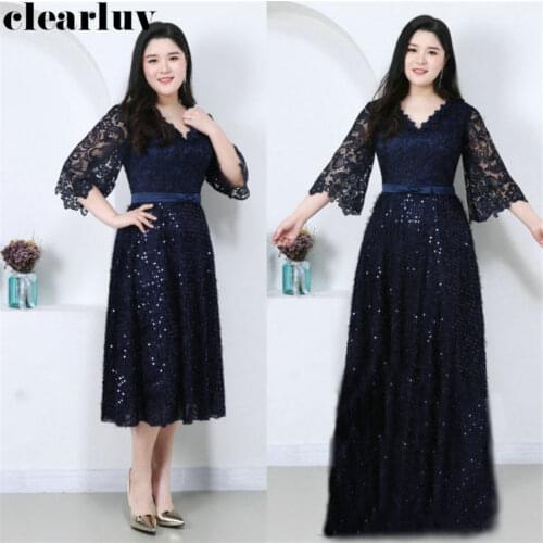 Prom Dresses Plus Size Navy Blue Lace Prom Gown Vestidos De Gala T383 2019 New Stylish V-neck Lace Up Dresses Women Party Night