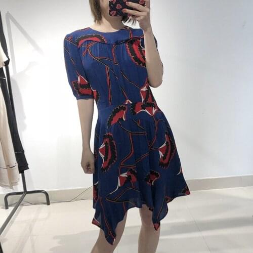 Woman Dress Spring Irregular Swing Flower Mini Dress