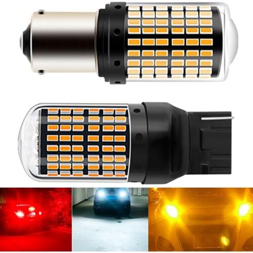1pcs 1156 1157 Car LED Light Bulb 12V T20 7440 7443 P21W BA15S BAU15S PY21W W21W Canbus 144smd Turn Signal Parking Lamp Reverse