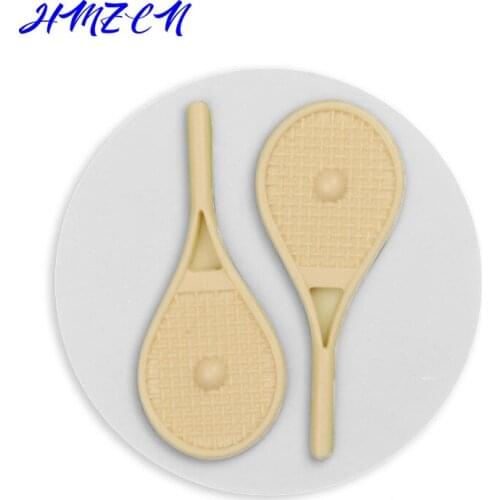 1PC Sport Theme Tennis Rackets and Balls Shape Round Silicone Candy Mold Fondant Cake Decorating Tools Kitchen Bakeware