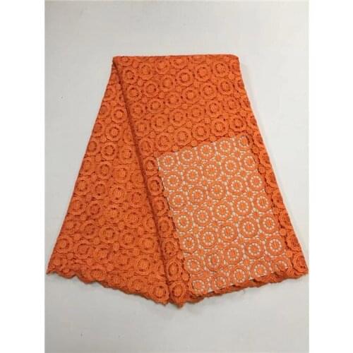 2016 Latest African Nigerian Wedding Dress Lace Fabric Black Water Soluble Chemical Cord Lace/Guipure Lace Fabric 5 Yards orange