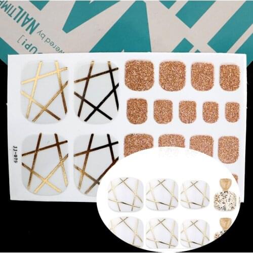 22tips/sheet Eco-Friendly Toenail Sticker Professional Multicolor Toe Nail Wraps Stickers DIY Adhesive Decals Manicure Wholesale