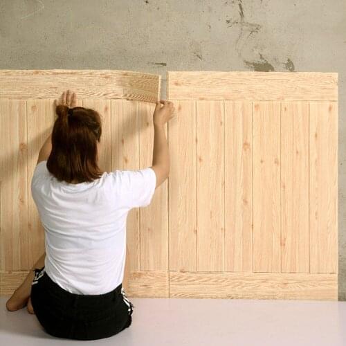 3D Wallpaper Self Adhesive Woodr Grain Wall Sticker Soft Package Kindergarten Walls Decoration Waterproof Foam Wall Sticker