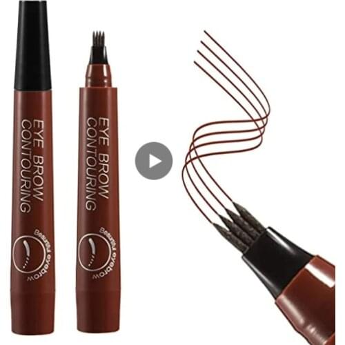4 Points Eyebrow Pen 5 Colors Liquid Brow Pencil Dark Brown Microblading Eyebrow Pencil Waterproof Eyebrow Tattoo Pen Cosmetic