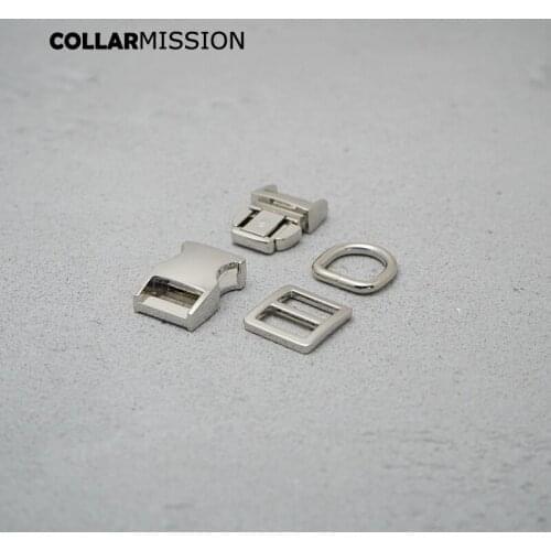 50pcs/lot(metal buckle+Tri-Glid+D ring/set)15mm metal plated buckle for bag webbing DIY dog collar accessories 8 colours