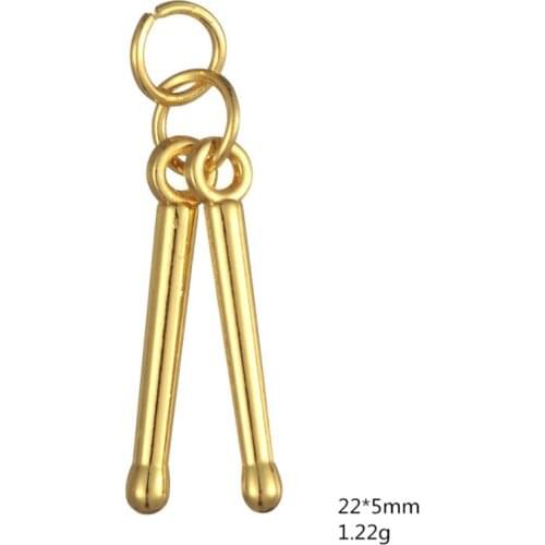 Antique Silver Gold Play Drum Stick Pendant Charms For Handmade Jewelry Bracelets Necklace Making DIY Accessories 50PCS