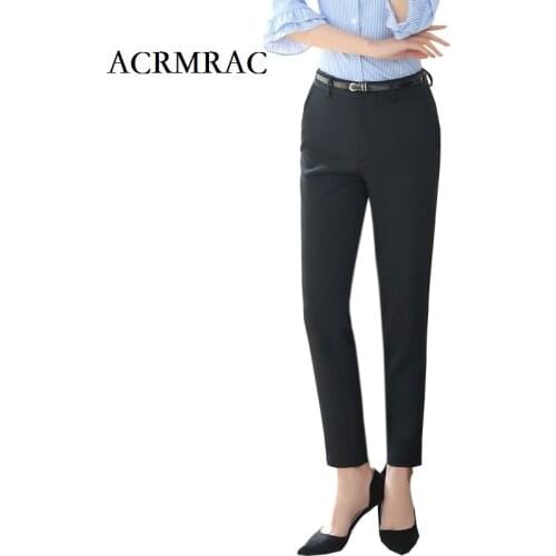 ACRMRAC Women New Solid color black Slim Formal Suit pants Pencil pants Ankle-Length Pants