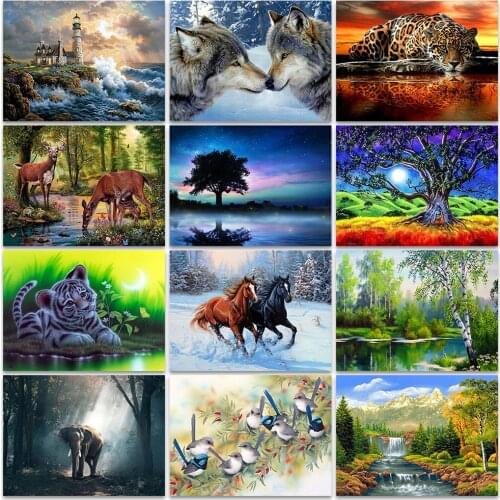 ZOOYA 5D DIY Diamond Painting Scenery Series Full Round Diamond Embroidery Animal Cross Stitch Rhinestones Pictures Mosaic Decor