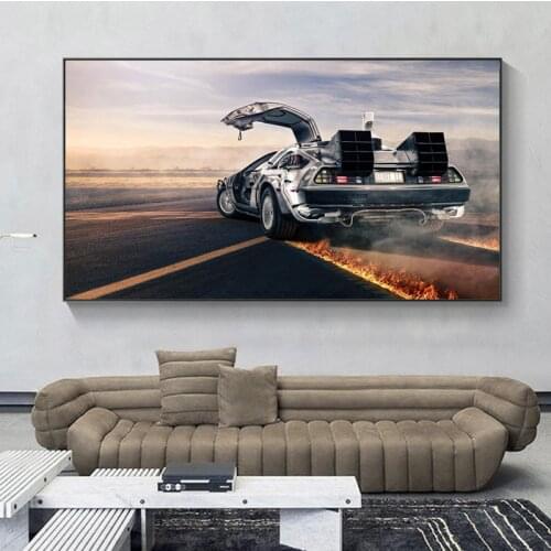 Back To The Future The Car Delorean Cool Car Classic Movie Art Poster Print Wall Art for Living Room Home Decor Frame