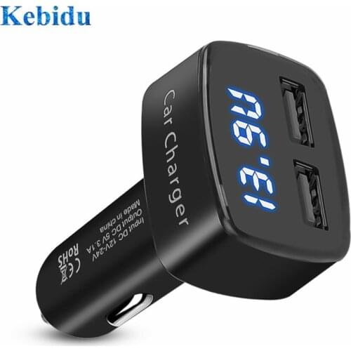 KEBIDU DC 12-24V 4 in 1 Dual USB Car Charger Adapter 3.1A Digital LCD Display Auto Vehicle Charger For Smart Phone/Tablet PC