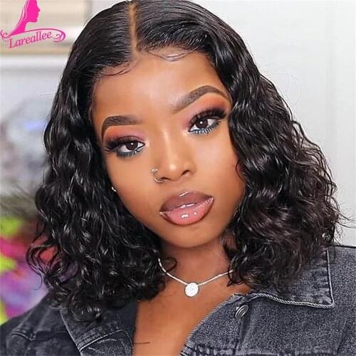Brazilian Water Wave Short Bob 4x4 Closure Wig Human Hair Wigs Wet Wavy Curly Bob Wigs For Black Women Pre Plucked Lace Wig 150