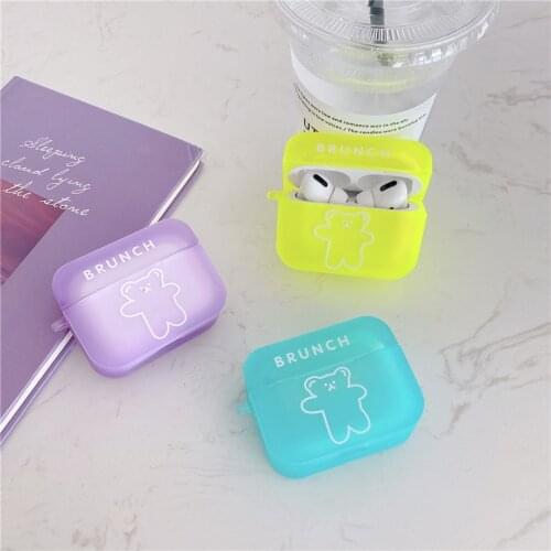Cartoon Bear for Airpod Pro Case Bluetooth Headset for Airpods Pro 3 Cover Transparent Cute Cover INS Wireless Bluetooth Capa