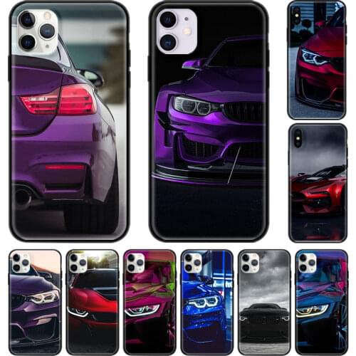 Black Phone Case For Apple iPhone 11 12 Pro Max Soft Silicone Capa For iPhone 7 XR X Plus Cover Blue Red For Bmw