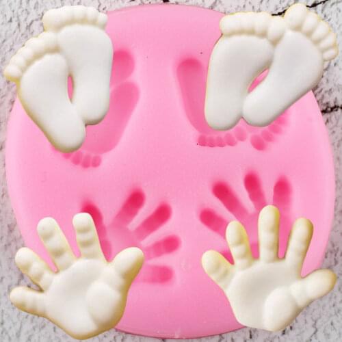 Baby Hand Foot Silicone Molds Cupcake Topper Fondant Mold DIY Party Cake Decorating Tools Candy Clay Chocolate Gumpaste Moulds