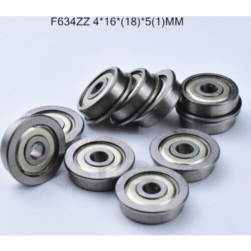 F634zz 4*16*(18)*5(1)MM 10pieces 634 bearing Flange metal sealed ABEC-5 chrome steel bearings hardware