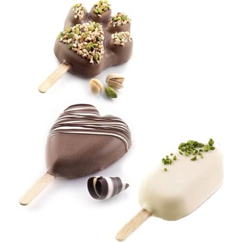 4/8 Hole Popsicle Mold with Sticks Silicone Ice Cream Mold Heart Shaped Pudding Jelly Maker for Party Candy Bar Tool