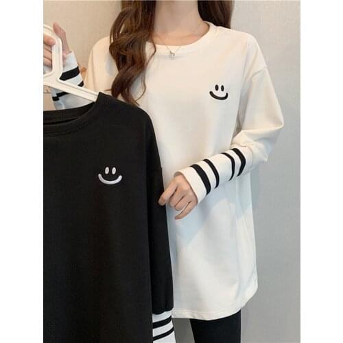 Korean Cotton T-Shirt Women 2021 Spring Autumn Fashion Long Sleeve Female Clothes Basic T Shirt Button Tees Casual Top PD006