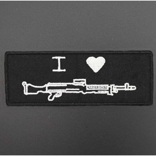 I LOVE GUN TACTICAL SAMURAI PERSONAL EMBROIDERED HOOK backing patch IN samurai helmet Jacket Arm hat