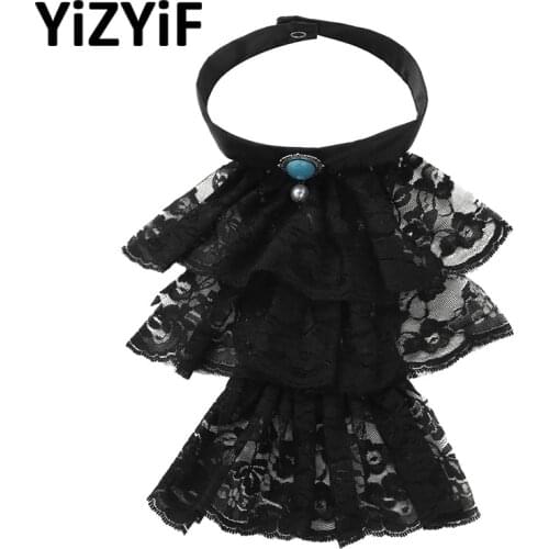 Fake Collar Victorian Renaissance Detachable Ruffled Lace Jabot Neck Collar Stage Party Steampunk Costume Accessory Lace Collar