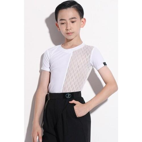 2021 New Latin Dance Practice Clothes For Boys Summer Short Sleeved Performance Costumes Latin Dance Competition Clothes DN8922