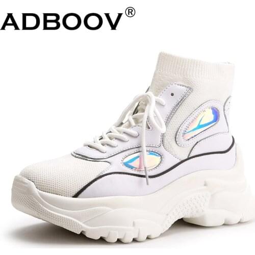 ADBOOV High Top Platform Sneakers Women Men Ankle Boots Sock Shoes Woman Unisex Dad Chunky Sneakers Zapatos De MuJjer