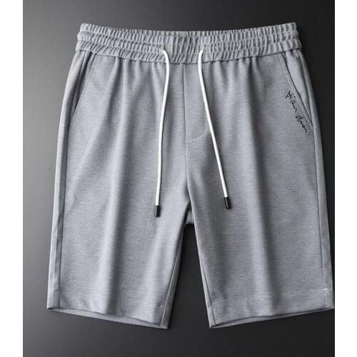 Summer Thin Men Casual Hight Quality Waist Grey Elastic Fabric Mens Shorts Plus Size M L XL 2XL 3XL 4XL