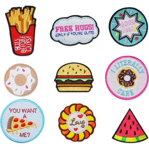 Fruit Food Pizza Avocado Egg Iron On Patch Sewing Embroidered Applique for Jacket Clothes Stickers Badge DIY Apparel Accessories