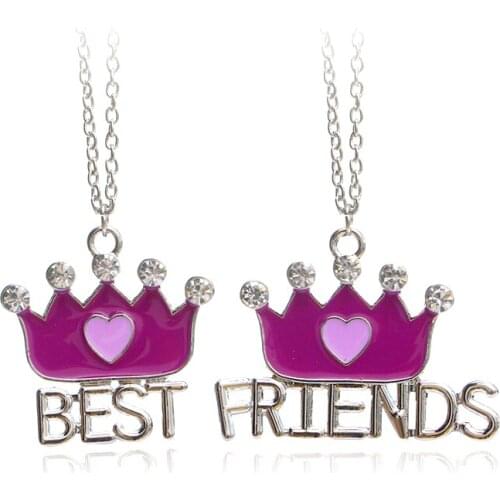 Best Friends Pendant Necklace Womens Crown Necklace BFF Friendship Couple Christmas Gifts Fashion Drop Shipping Jewels