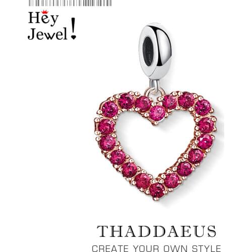 Charms Red Heart of Love Pendant Europe DIY Jewelry Findings Accessories 925 Sterling Silver Fashion Jewelry Gift For Women