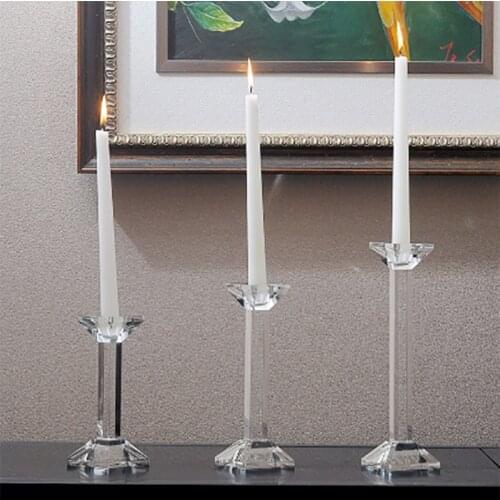Transparent Crystal Taper Candle Holder Candlestick Home Holiday Wedding Living Room Decoration Ornaments