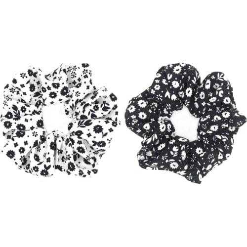 Furling Girl 1 PC Hibiscus Print Hair Scrunchies Ponytail Holders Spring Elastic Casual Cloth Hair Bands Women Hair Accessories