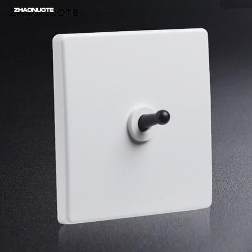 Retro Toggle Switch Brass 1 2 3 4 Gang 2 Way White Plastic Frame Toggle Switch Power Wall Light Switch 10A