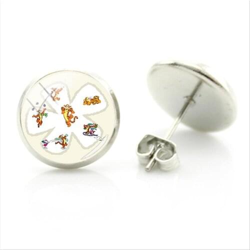 Disney Trend Handmade Winnie The Pooh Pendant Earrings Classic Animation Fashion Glass Gem Gift Jewelry Earrings