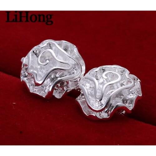 New Style 925 Sterling Silver Earrings, Rose Earrings, White Rose Earrings, WomenS Earrings, Glamour Jewelry, Wedding Gifts