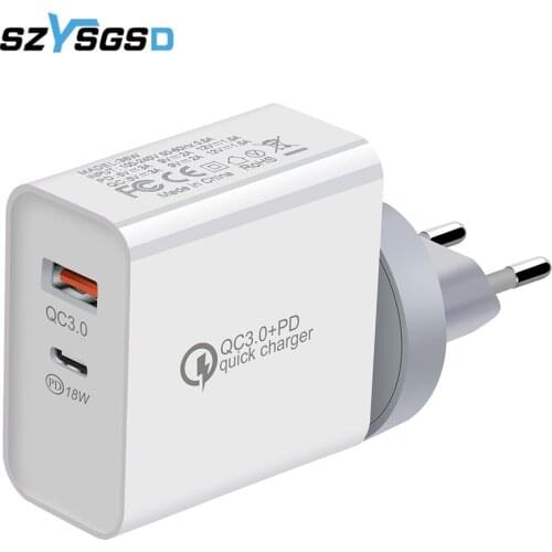 36W Quik Charge 3.0 PD QC Fast Charging Adapter Universal Type C Wall Dual USB Charger For iPhone 12 11 XS XR X 8 Samsung Xiaomi