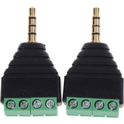 Male 4 pin Terminal Block Plug Connector 1PCS 3.5mm Stereo Male Plug to AV Screw Video Balun Terminal Jack 3.5 mm
